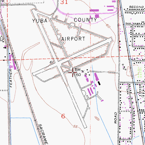 Topographic Map of Yuba County Airport, CA