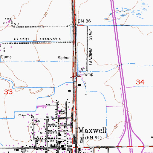 Topographic Map of Moller Airport, CA
