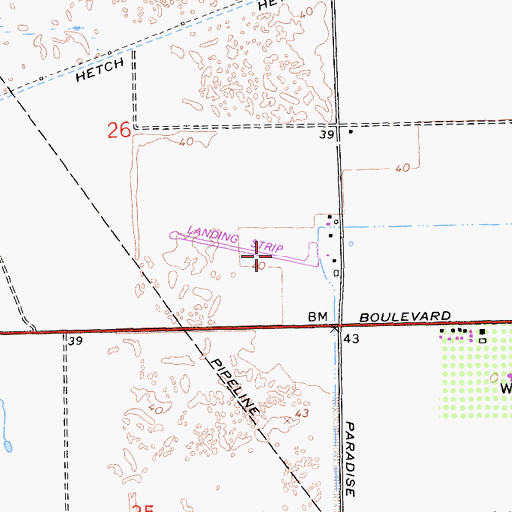 Topographic Map of Yandell Ranch Airport, CA