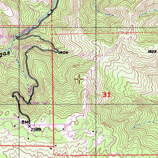 Topographic Map of Canyon Creek Heliport, CA