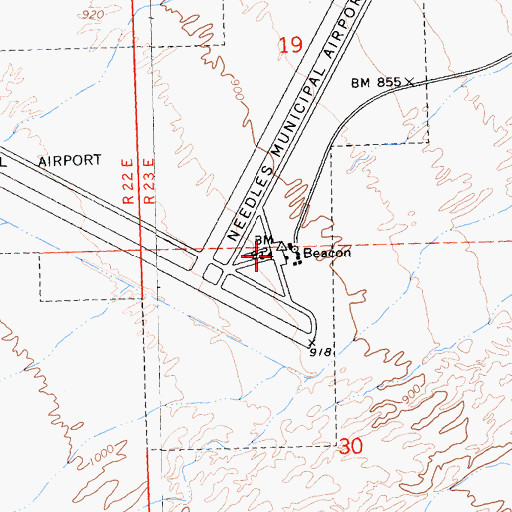 Topographic Map of Needles Airport, CA