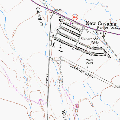 Topographic Map of New Cuyama Airport, CA