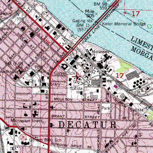 Topographic Map of Carver Elementary School, AL