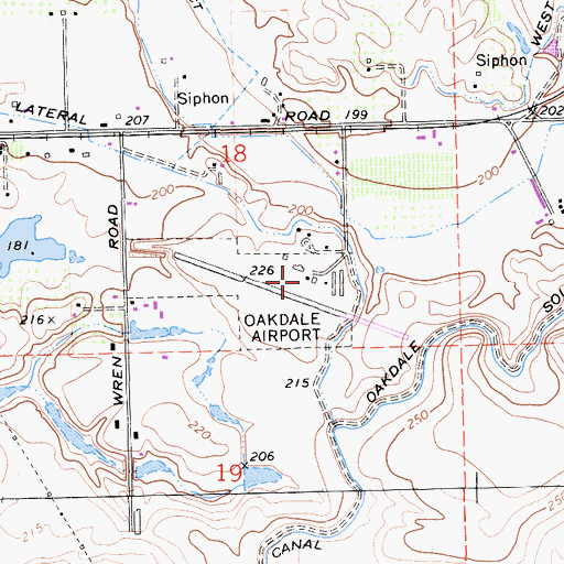 Topographic Map of Oakdale Airport, CA
