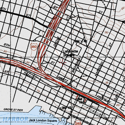 Topographic Map of Oakland Convention Center Heliport, CA