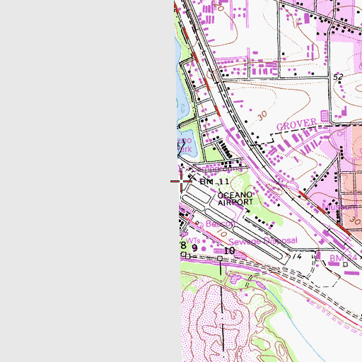 Topographic Map of Oceano County Airport, CA