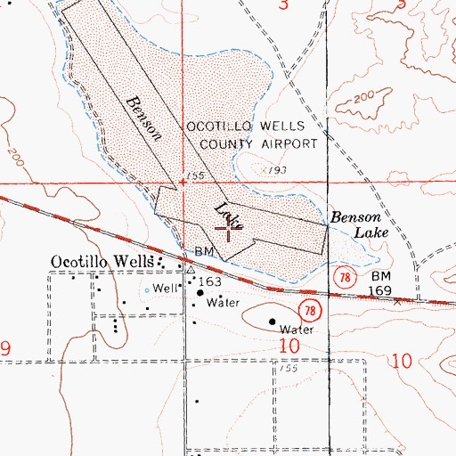 Topographic Map of Ocotillo Airport, CA