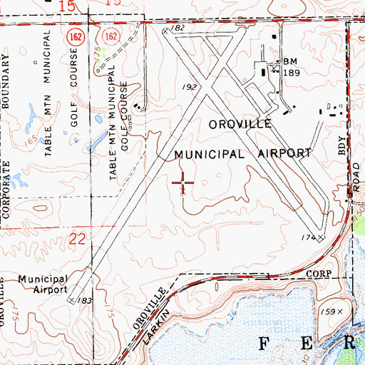 Topographic Map of Oroville Municipal Airport, CA