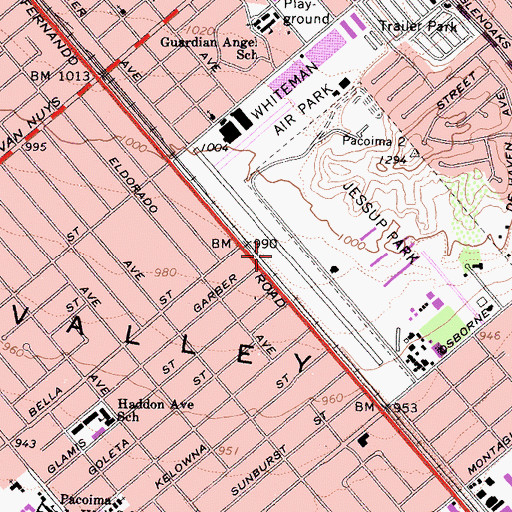 Topographic Map of Barton Heliport, CA