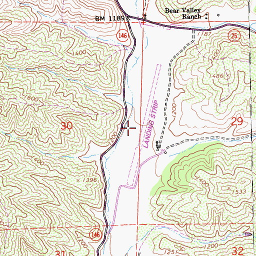 Topographic Map of Pinnacles Ranch Airport (historical), CA