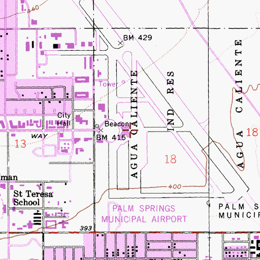 Topographic Map of Palm Springs International Airport, CA