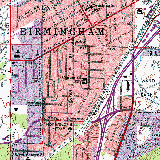 Topographic Map of Center Street Elementary School, AL