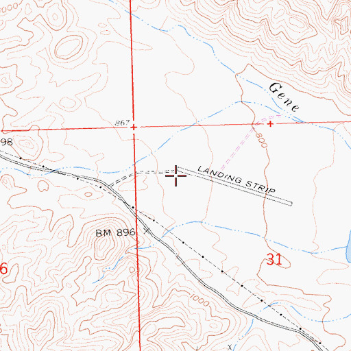 Topographic Map of Gene Wash Reservoir Airport, CA