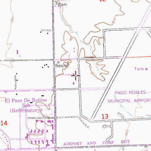 Topographic Map of Paso Robles Municipal Airport, CA