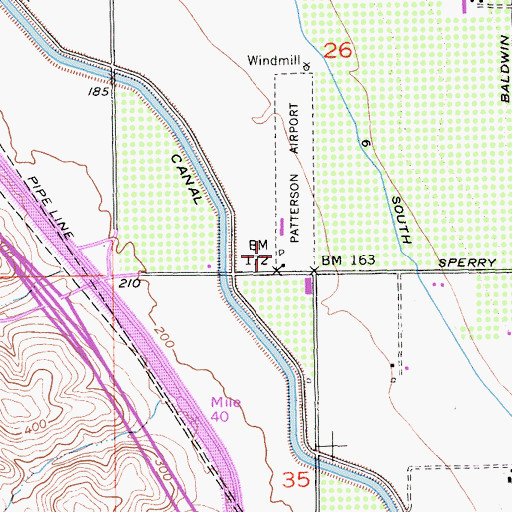 Topographic Map of Patterson Airport (historical), CA