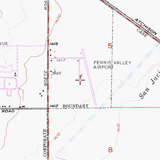 Topographic Map of Perris Valley Airport, CA