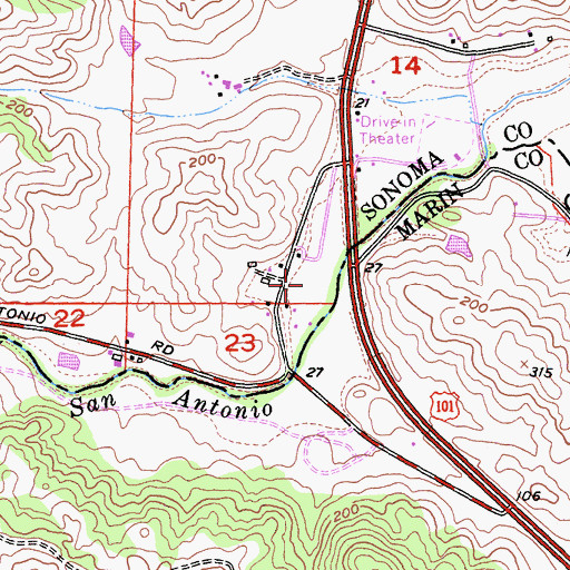 Topographic Map of Mazza Airport, CA