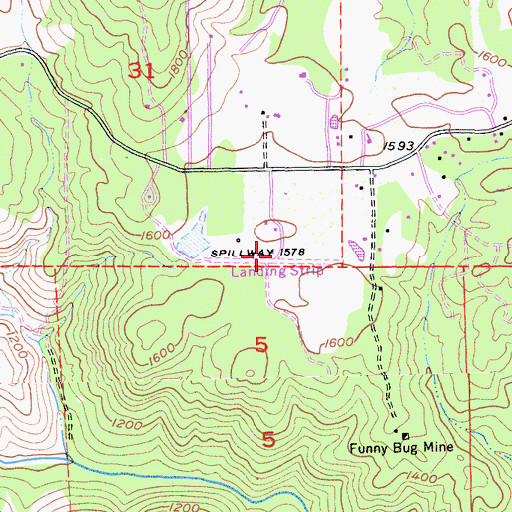 Topographic Map of Akin Airport, CA