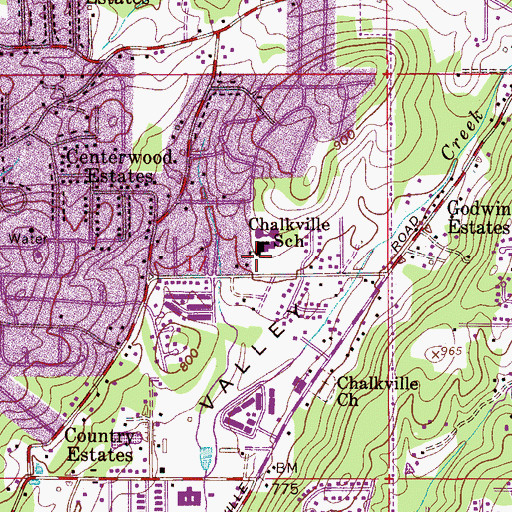 Topographic Map of Chalkville Elementary School, AL