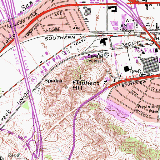 Topographic Map of Pomona Police Department Heliport, CA