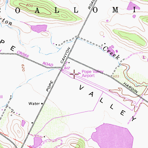 Topographic Map of Pope Valley Airport, CA