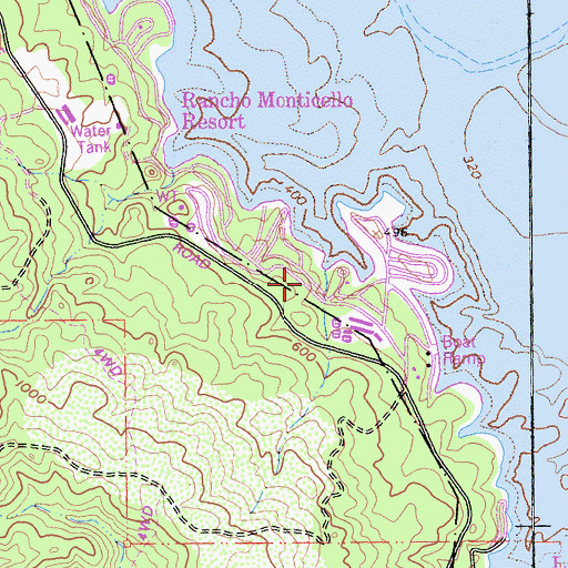 Topographic Map of Lake Berryessa Seaplane Base, CA