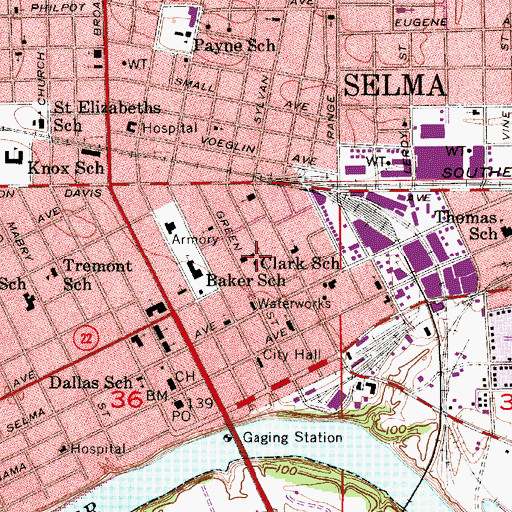 Topographic Map of Clark Elementary School, AL