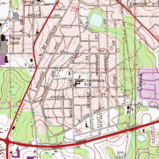 Topographic Map of Cloverdale Elementary School, AL