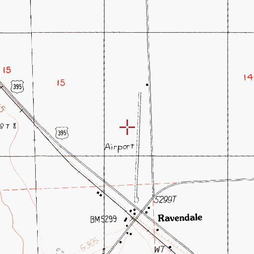 Topographic Map of Ravendale Airport, CA