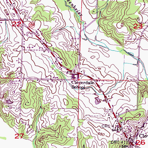 Topographic Map of Cloverdale Junior High School, AL
