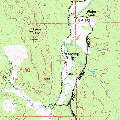 Topographic Map of Big Bluff Ranch Airport (historical), CA