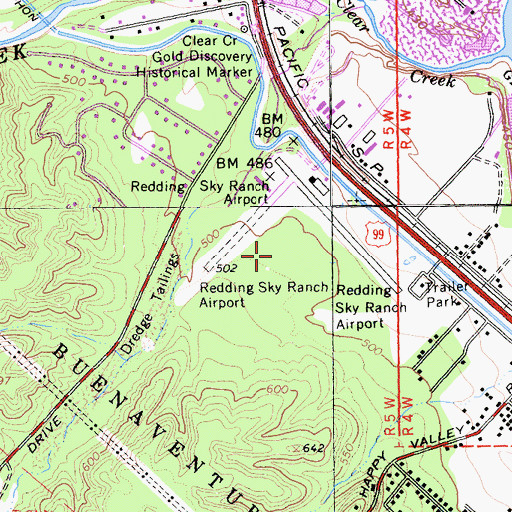 Topographic Map of Redding Sky Ranch (historical), CA