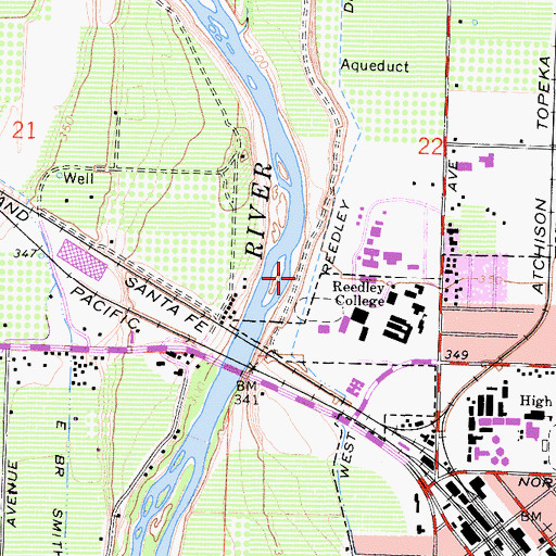 Topographic Map of Reedley College Airport, CA