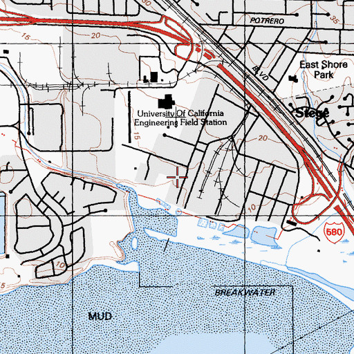 Topographic Map of University of California-Richmond Field Station Heliport, CA