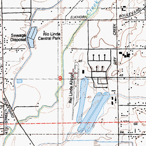 Topographic Map of Rio Linda Airport, CA
