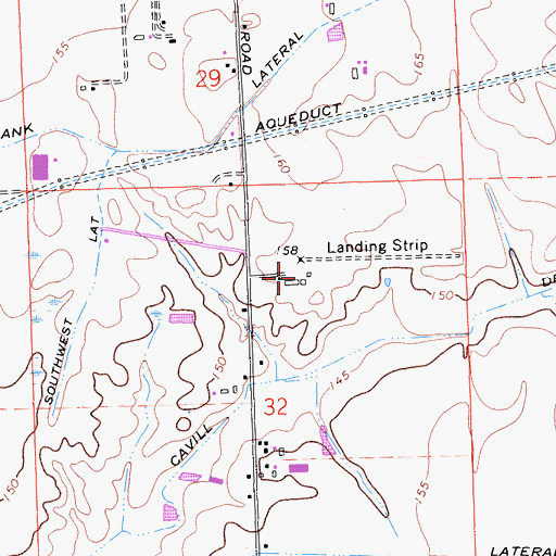 Topographic Map of Peterson Airport, CA