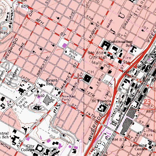 Topographic Map of City Hall Heliport, CA