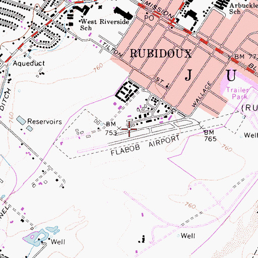Topographic Map of Flabob Airport, CA
