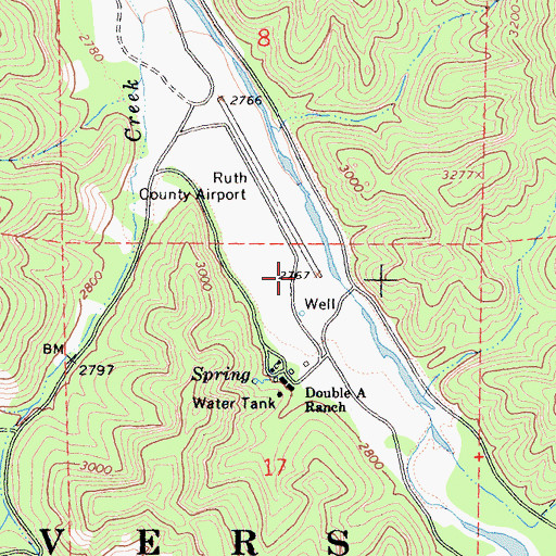 Topographic Map of Ruth Airport, CA