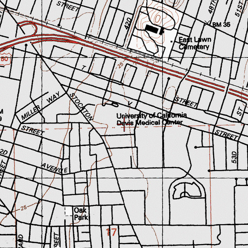 Topographic Map of UCDMC Heliport, CA