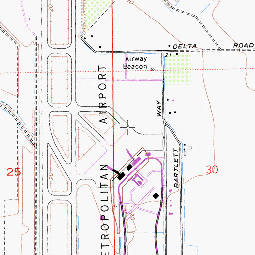 Topographic Map of Sacramento International Airport, CA