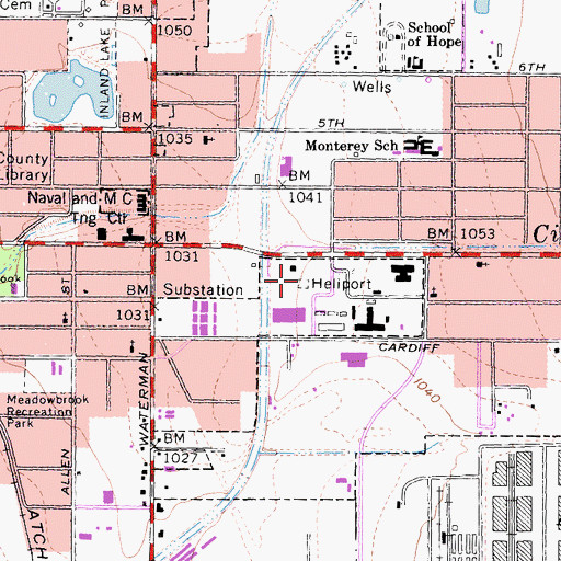 Topographic Map of County Heliport, CA