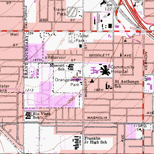 Topographic Map of San Bernardino Community Hospital Heliport, CA