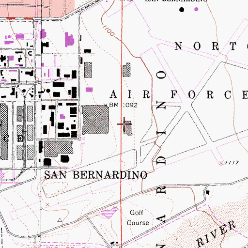 Topographic Map of San Bernardino International Airport, CA