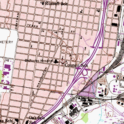 Topographic Map of W H Council Elementary School, AL