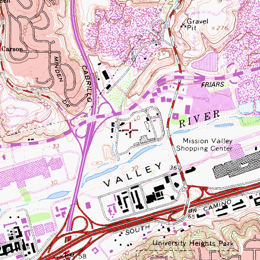 Topographic Map of Hazard Center Office Tower One Heliport, CA