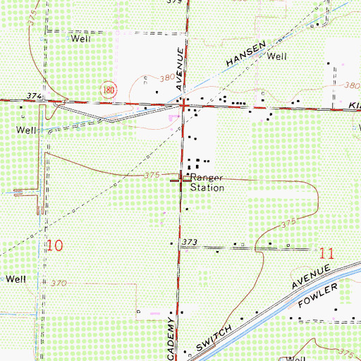 Topographic Map of Sanger Heliport, CA