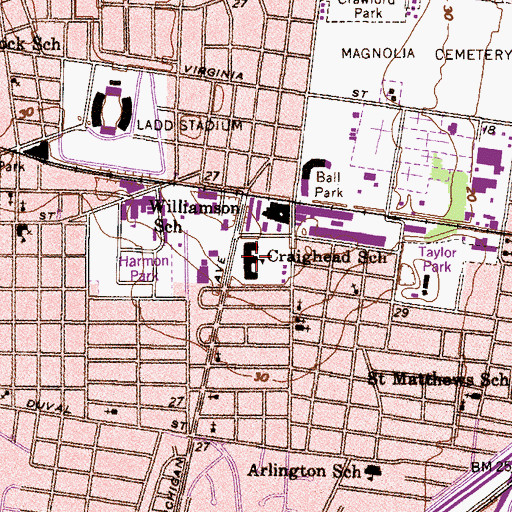 Topographic Map of Craighead Elementary School, AL