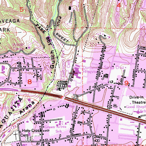 Topographic Map of Dominican Santa Cruz Hospital Heliport, CA