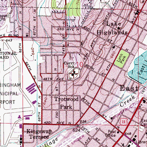 Topographic Map of Curry Elementary School (historical), AL